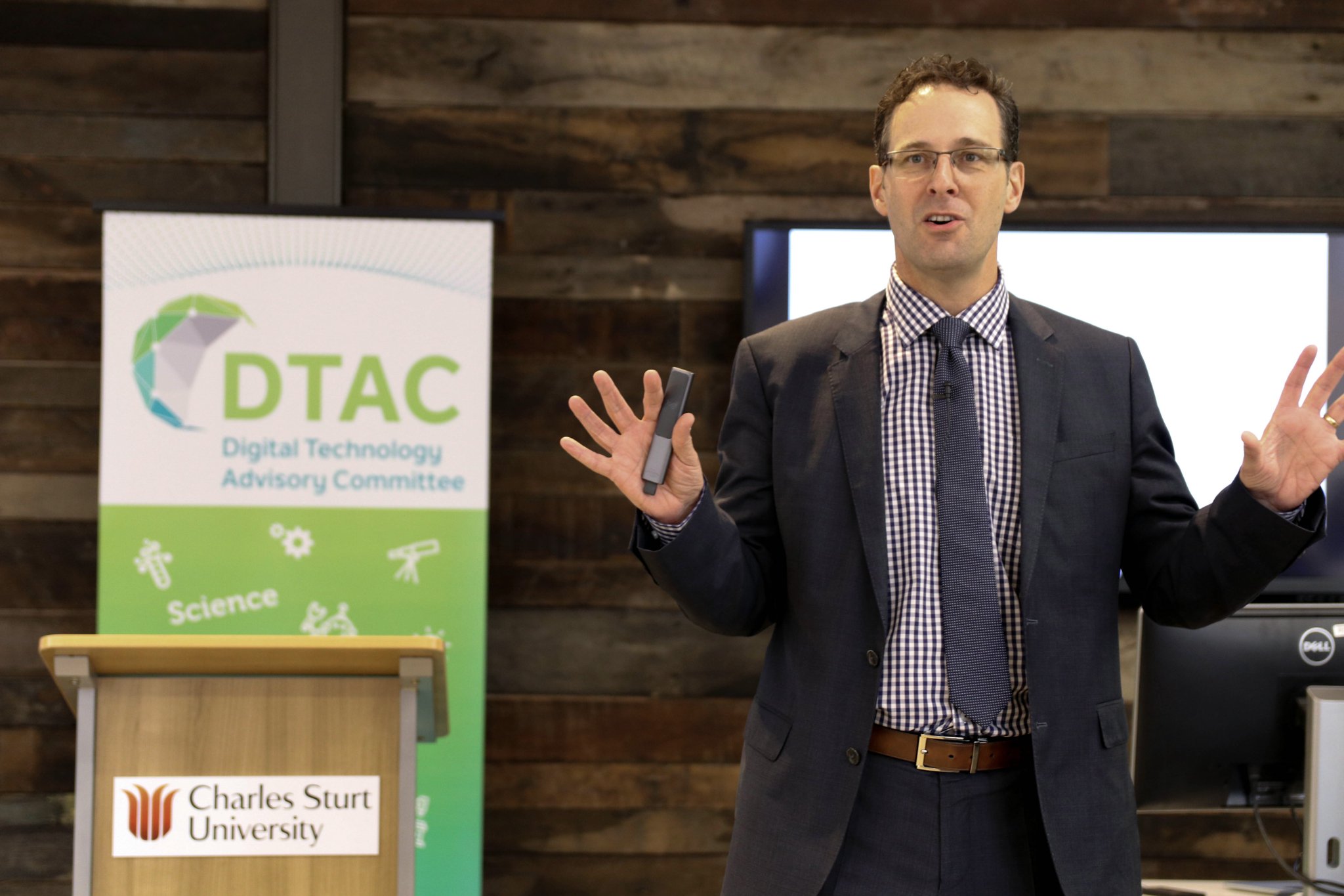 Andrew Douch presenting at Charles Sturt University
